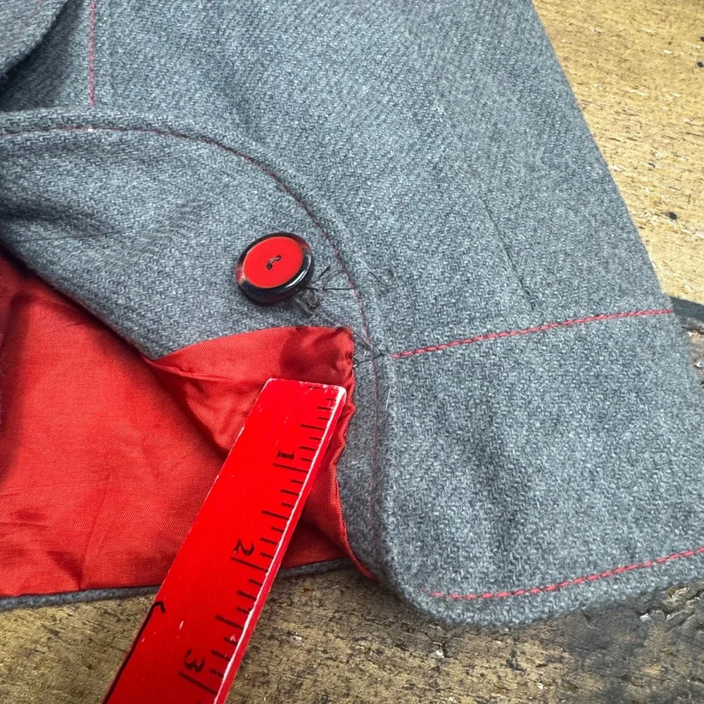 Windsmoor Wool Coat Herringbone Blazer‎ Jacket Red Lined Made in England - Picture 6 of 9